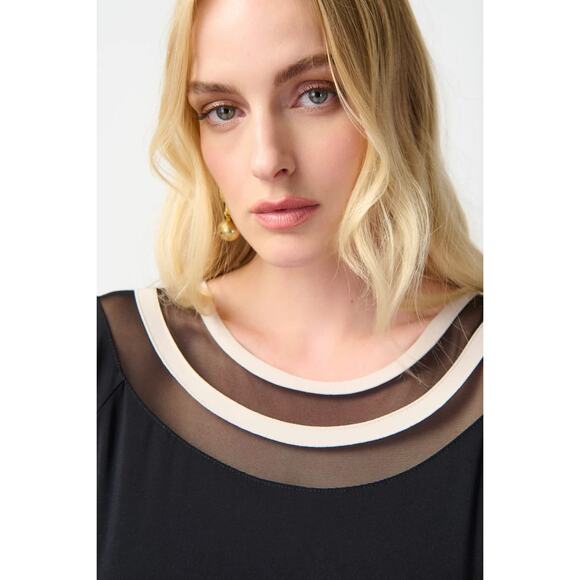 NWT Joseph Ribkoff Black/Moonstone A-Line Dress Style | Black Cream | SZ 16 - Picture 4 of 12